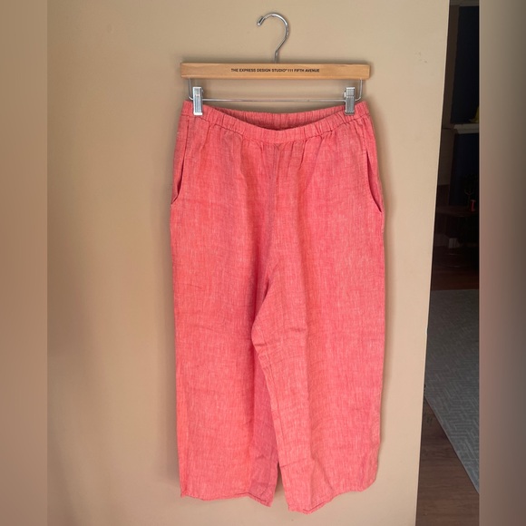 Flax Pants - FLAX Womens Linen Wide Leg Pull On Pants Small Lagenlook Coastal Stretch Pockets